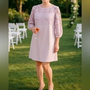 Lauren Ralph Lauren NWT Fresh Orchid & Wheat LaceBalloon-Sleeve Sheath Dress 8P